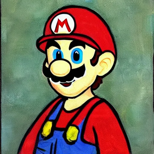 Image similar to portrait of super mario from Nintendo, painted by Vincent van gogh