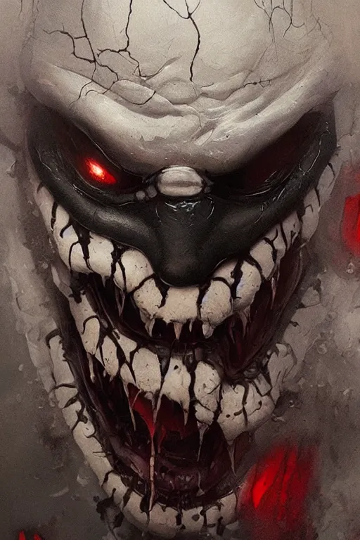 Image similar to a realistic painting of a terrifying+pennywise venom concept art by greg rutkowski, Craig Mullins, Todd McFarlane