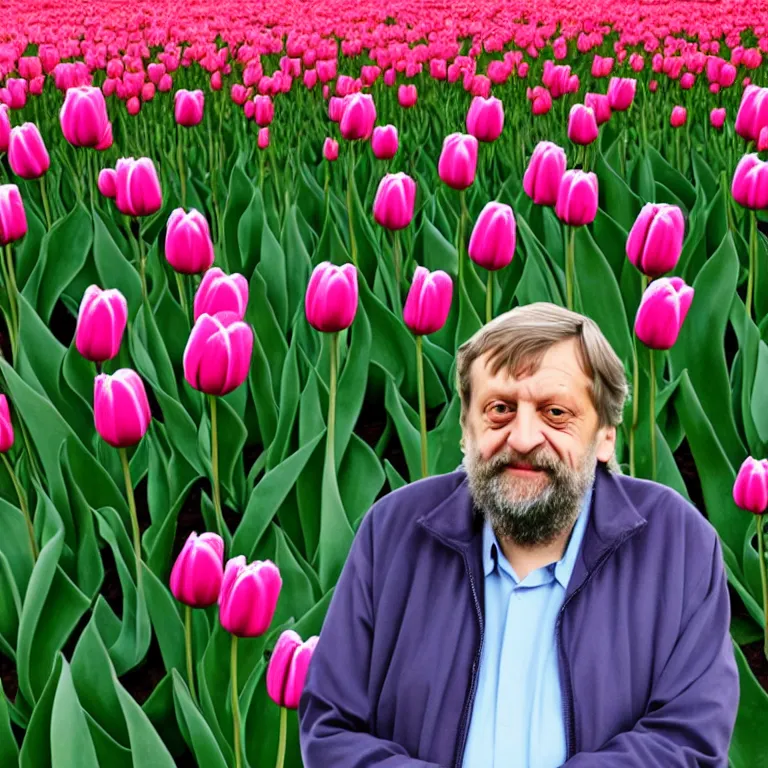 Image similar to slavoj zizek becoming a tulip, photo, 8 k