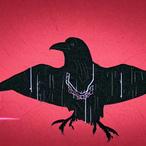 Image similar to illustration of a raven with red lines inspired by infamous second son bad karma, perfect