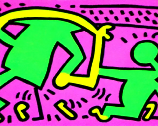 Image similar to artwork by keith haring