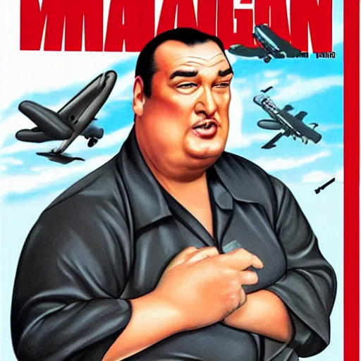 Image similar to obese steven seagal on mad magazine cover, caricature