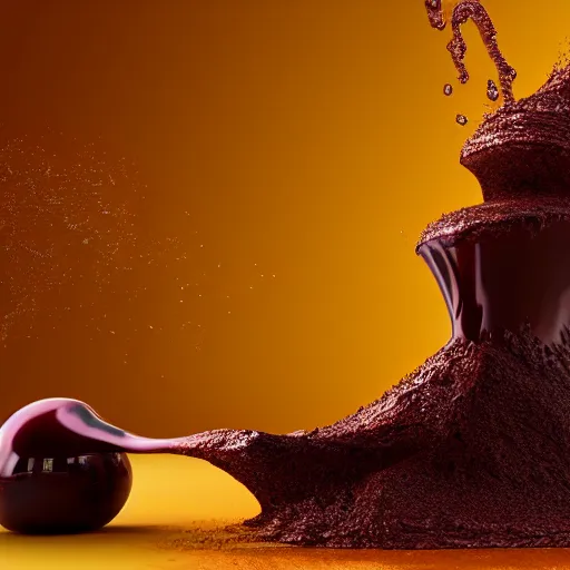 Image similar to 3 d model cgi liquid chocolate tornado splash 3 d render, global illumination, hdri, redshift render, ultra glossy surreal concept art, cinematic, 4 k