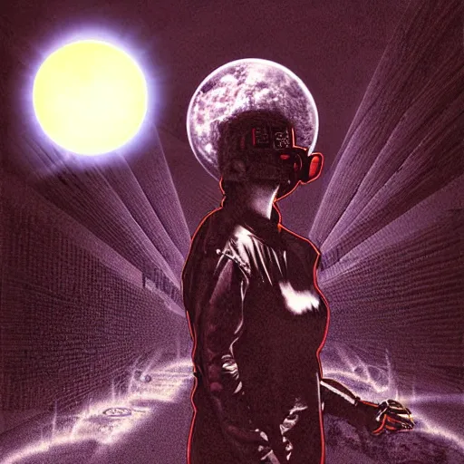 Image similar to Surreal nuclear eclipse blast, cyberpunk, art by Sandra Pelser