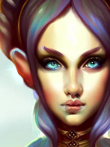 Image similar to elf girl, portrait, digital painting, elegant, beautiful, highly detailed, artstation, concept art