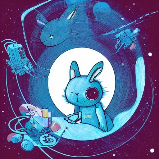 Image similar to A lost sci-fi rabbit, space rabbit, interstellar black hole, by James Jean And WLOPPRO