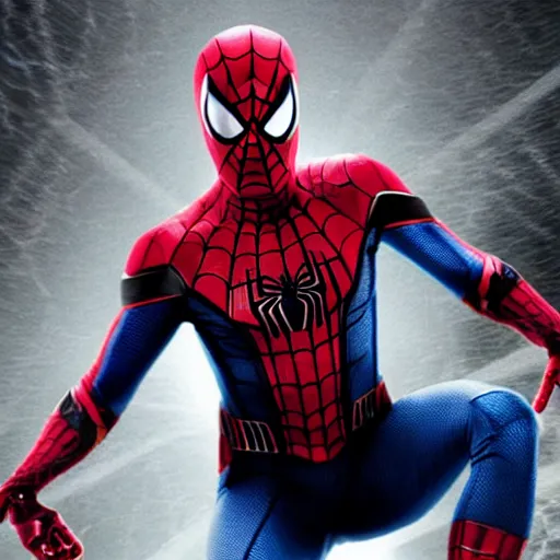 Image similar to promotional image of Spider Man as Iron Man in Iron Man（2008）, he wears Iron Man armor without his face, movie still frame, promotional image, imax 70 mm footage