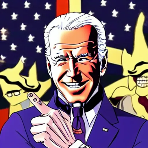 Image similar to Joe Biden in JoJo's Bizarre Adventure