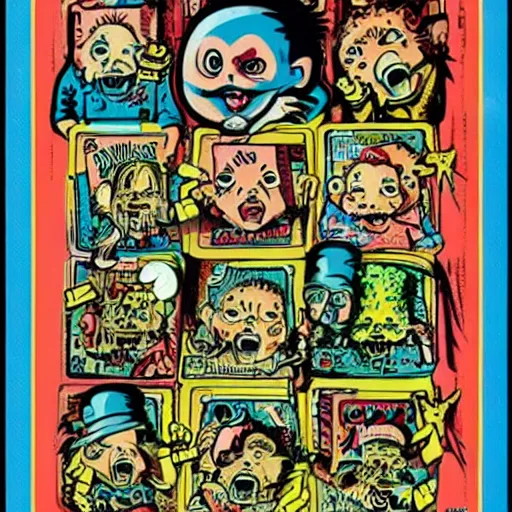 Image similar to a Garbage Pail Kids card Scary Larry Art Spiegelman art