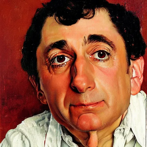 Image similar to a portrait painting of Martin Feldman. Painted by Norman Rockwell