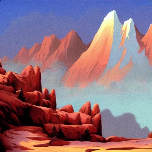 Image similar to environment matte paintings from the fox and the hound ( 1 9 8 1 )