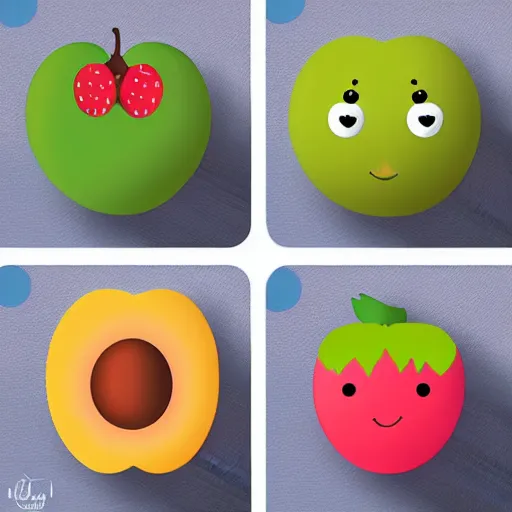 Image similar to cute sticker set of different fruits with legs