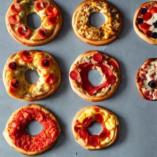 Prompt: pizza bagels