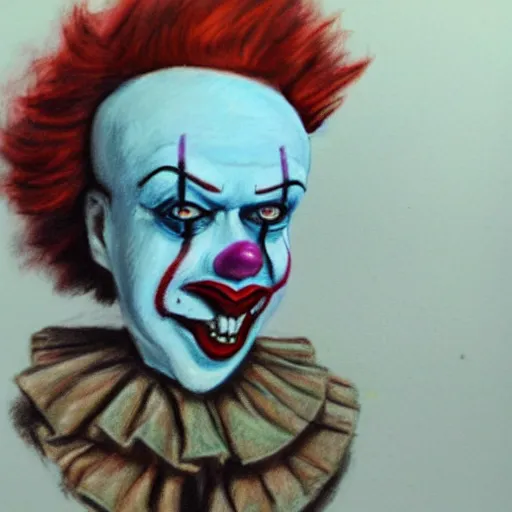 Image similar to Pastel sketch of Tim Curry's Pennywise