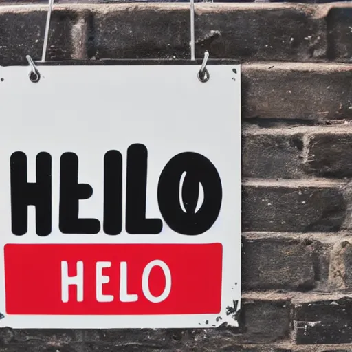 Image similar to A sign that reads 'Hello'.