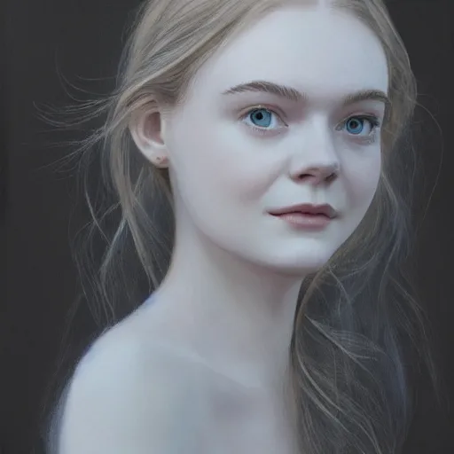 Prompt: Elle Fanning, head and shoulders portrait, extremely detailed masterpiece, one single continues line,