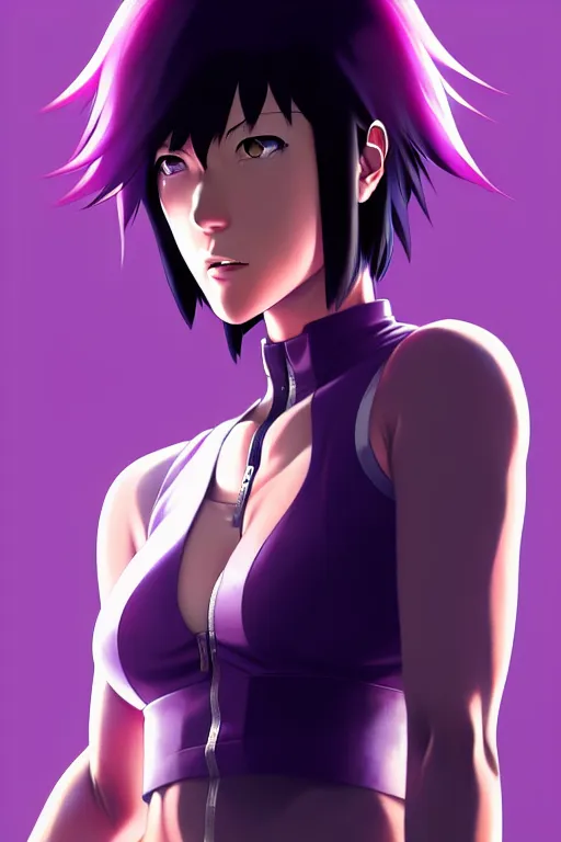 Image similar to a fullbody portrait of motoko kusanagi the major ghost in the shell : : stand alone complex, under repairs, maintenance : : by ilya kuvshinov, rossdraws, artgerm, sola digital arts, anti aliasing, raytracing : :