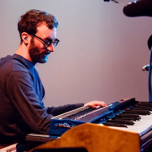 Image similar to Woody Goss on keyboard, Minneapolis, 2018. Vulfpeck live.