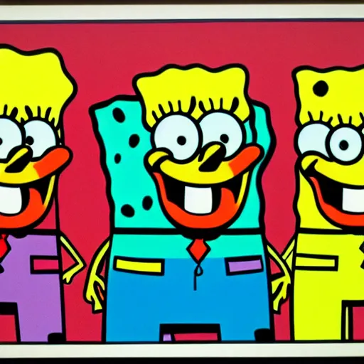 Image similar to spongebob squarepants pop art by andy warhol, detailed, pop art, 1 9 5 0 s