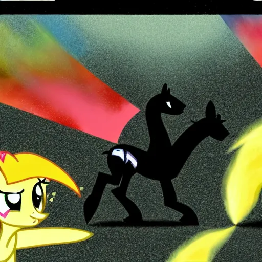 Prompt: a nuclear attack on my little pony