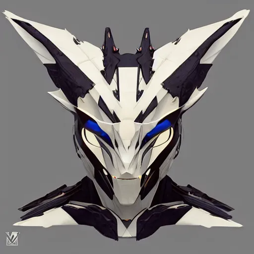 Prompt: very symmetrical!! kitsune mask concept asset art from video game, by miguel angel martinez monje, by vitaly bulgarov, by yoji shinkawa, by joss nizzi, by shoji kawamori, horizon zero dawn, konami, mecha, deviantart, artstation, marmoset toolbag render, unreal engine