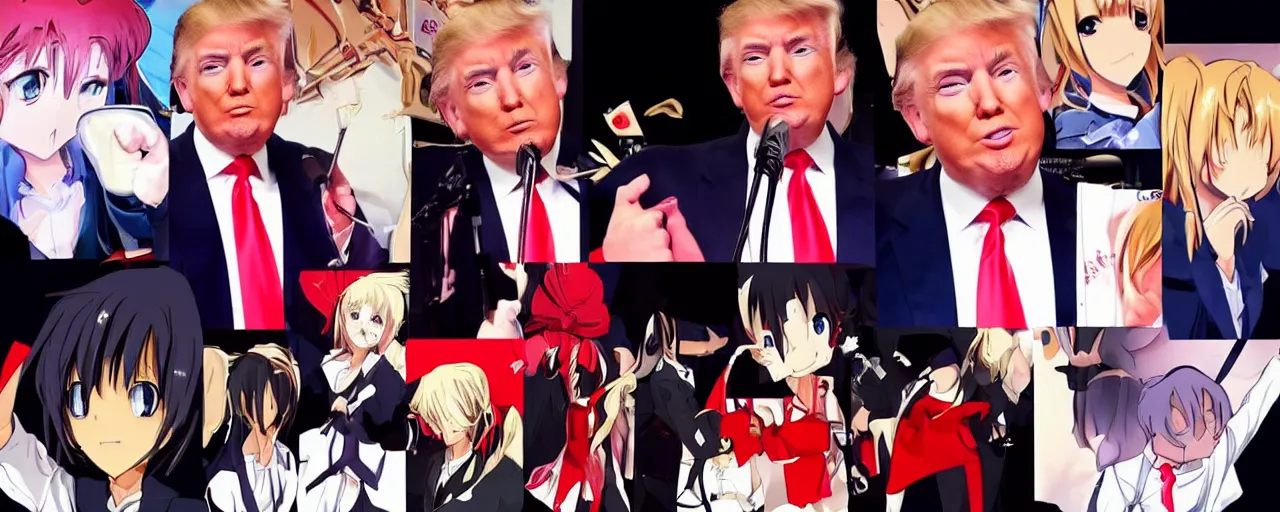 Prompt: “ donald trump in the style of an anime cute girl ”