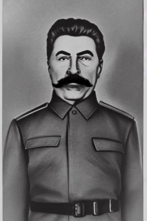 Prompt: portrait of joseph stalin in the gulag jail