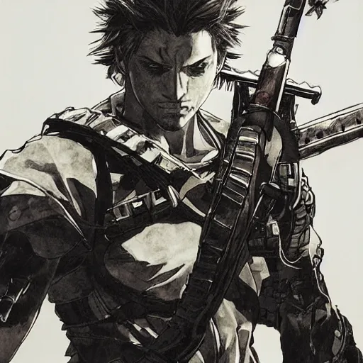 Image similar to portrait of a hero holding his sword in front of his face by yoji shinkawa, high quality, extra details, realism