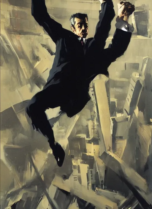 Image similar to j jonah jameson, painting by phil hale, fransico goya,'action lines '!!!, graphic style, visible brushstrokes, motion blur, blurry