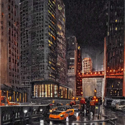 Image similar to new york city underneath a bad thunder storm, highly detailed, mega detailed,