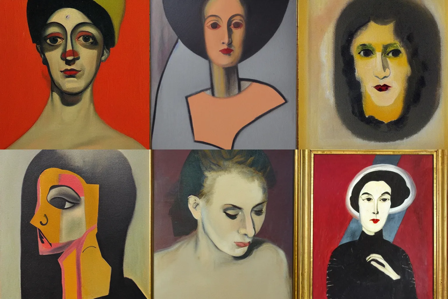 Prompt: a painting of a woman portrait, bauhaus