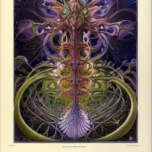 Image similar to divine chaos engine by roger dean, ernst haeckel, and andrew ferez, symbolist, visionary