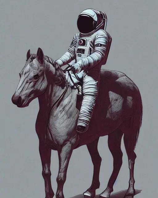 Image similar to sitting astronaut under the horse, artstation