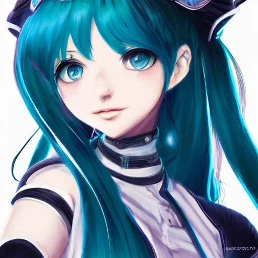 Image similar to teen girl hatsune miku, blue hair, gorgeous, amazing, elegant, intricate, highly detailed, digital painting, artstation, concept art, sharp focus, illustration, art by Ross tran