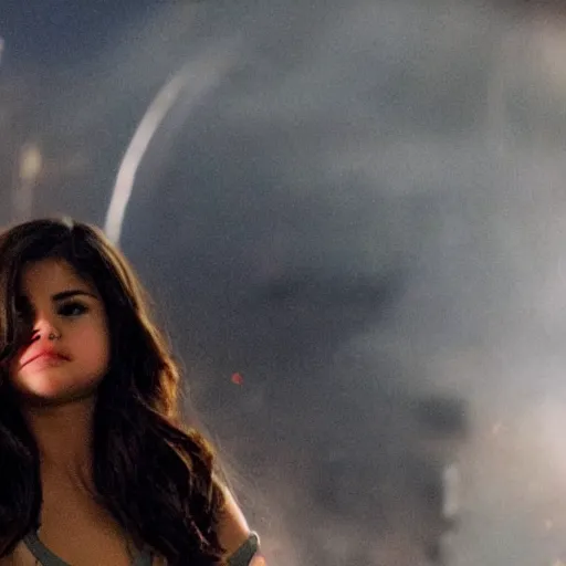 Image similar to High quality movie still of Selena Gomez as Mikaela in Michael Bay's Transformers