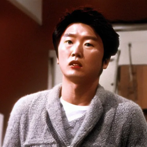 Prompt: movie still of Son heung-min in the thing (1982),