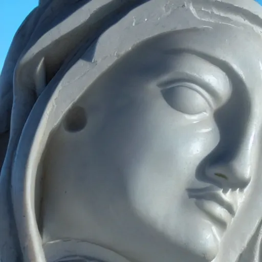 Image similar to pieta face close up in shape of clouds