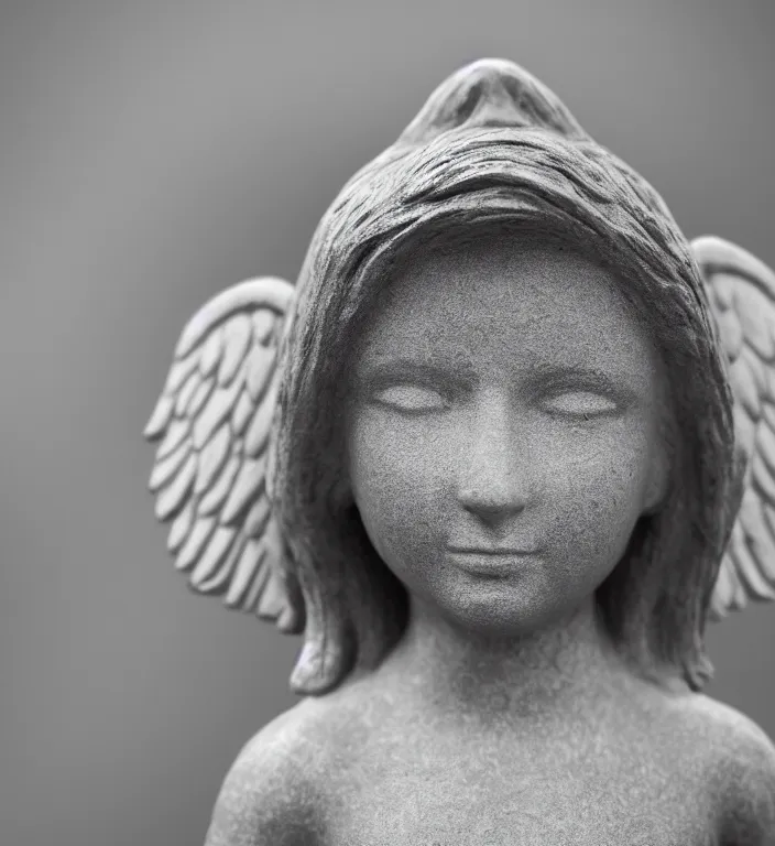 Image similar to centered portrait photo of an angel, bokeh, DOF, unreal engine, 8k, ultra detailed, photorealistic + sigma 105mm f2.8 macro