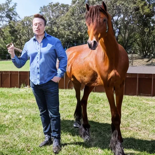 Image similar to elon musk offering you a horse