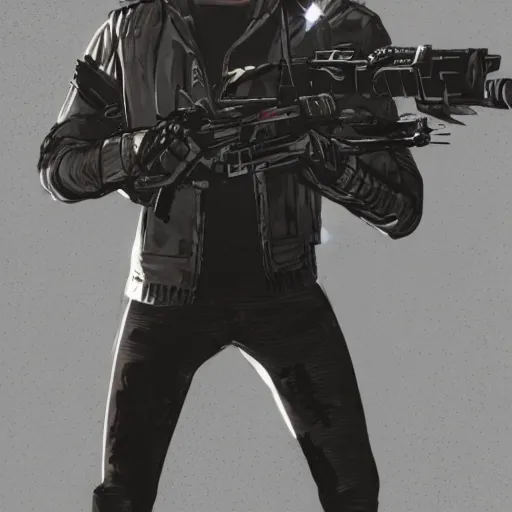 Image similar to Adam Jensen in GTA 5, videogame concept art