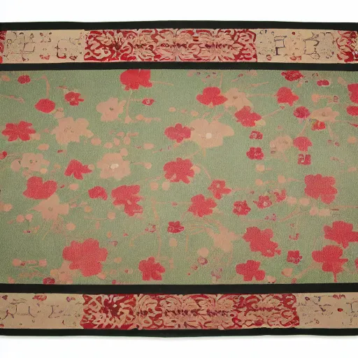 Prompt: ! Japanese-style floral carpet soft color