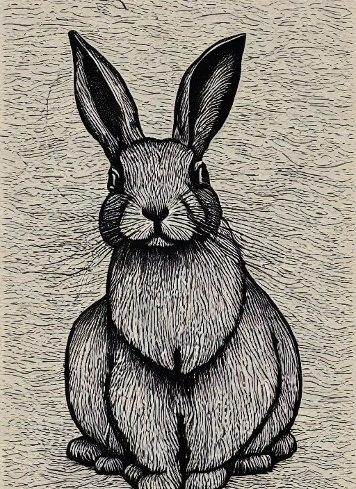 Image similar to rabbit woodcut print by Samuel Jessurun de Mesquita