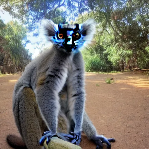 Image similar to photo of a lemur sitting on a rocket