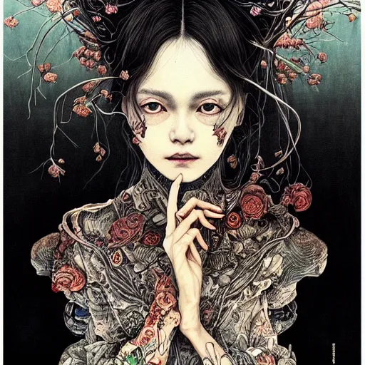 Prompt: beautiful portrait painted in jacek yerka aykut aydogdu and leslie zhang style drawn by vania zouravliov and takato yamamoto, inspired by cyberpunk, intricate acrylic gouache painting, high detail, sharp high detail, artstation, manga and anime