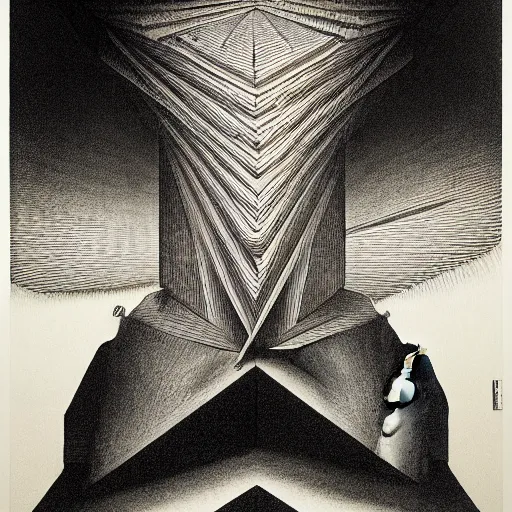 Image similar to lithography on paper secret artifact conceptual figurative post - morden monumental dynamic portrait by goya and escher and hogarth, illusion surreal art, highly conceptual figurative art, intricate detailed illustration, controversial poster art, polish poster art, geometrical drawings, no blur