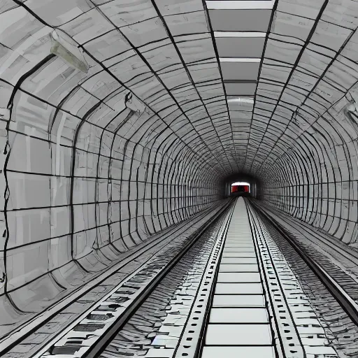 Prompt: low polygon render of a train tunnel, hyper detailed