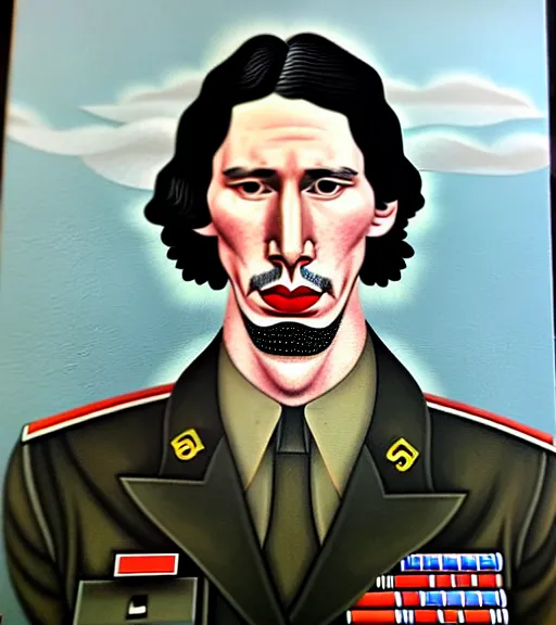 Prompt: a wwiii propaganda portrait of adam driver, hyperrealism, highly detailed