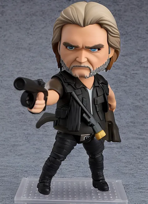 Prompt: kurt russell, a nendoroid of kurt russell is snake plisskin figurine, eyepatch, escape from new york, realistic face, detailed product photo