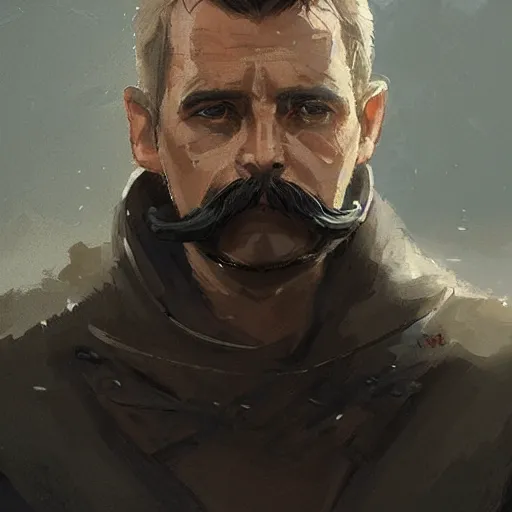 Image similar to portrait of a man by greg rutkowski, british features, short black hair in military style, moustache, tall, star wars expanded, universe, he is about 5 0 years old, wearing imperial captain uniform, artstation hq