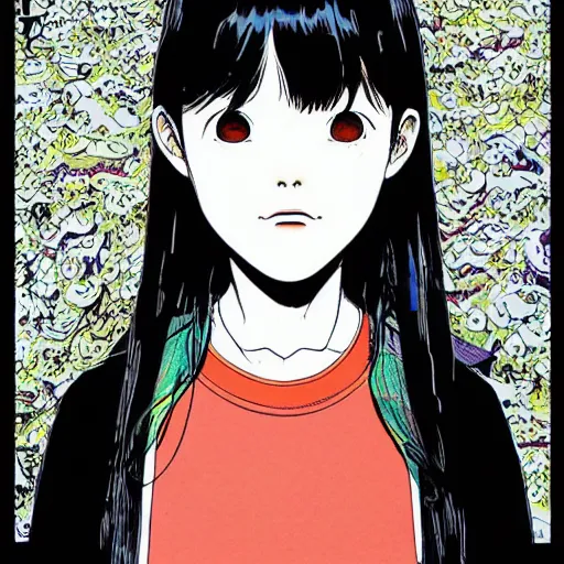 Prompt: a portrait of a girl by inio asano, hiroyuki takahashi color scheme